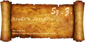 Szvák Zoltán névjegykártya